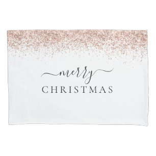Rosa Dourado Glitter Border White Feliz Natal