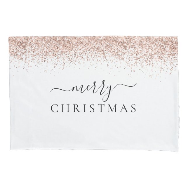 Rosa Dourado Glitter Border White Feliz Natal (Frente)