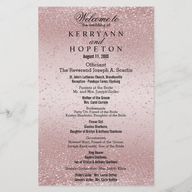 Rosa Dourado Glitter - Programa (Frente)