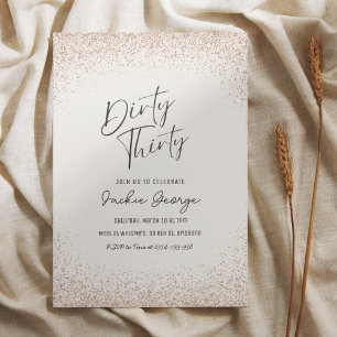 Rosa Dourado Glitter Sujo Trinta e Passado Convite