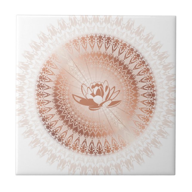 Rosa Dourado Lotus Mandala Branco (Frente)