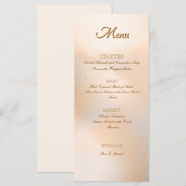 Rosa Dourado Menu Chato Elegante (Frente/Verso)