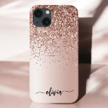 Rosa Dourado - Nome do Monograma do Metal com Lant<br><div class="desc">Rosa Dourado - Folha fina rosa esfarelada metálica e esfregando brilho no nome do monograma de metal escovado e do telefone inicial. Isto faz o doce e perfeito aniversário de 16 anos, casamento, chá de panela, aniversário, chá de fraldas ou festa de solteira presente para alguém que ama luxo de...</div>