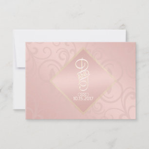 Rosa Dourado Padrão Obrigado Cartões