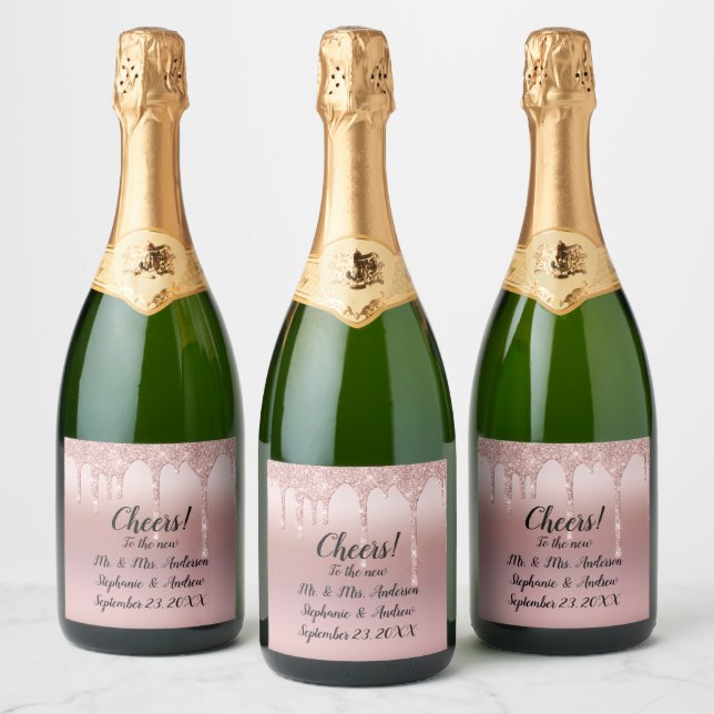 Rosa Dourado Personalizado com Glitter Gotejante (Garrafas)