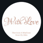 rosa dourado personalizado Etiquetas de bondade de<br><div class="desc">texto rosa dourado personalizado,  nome Dosagem de presente de casamento,  etiquetas adesivas com amor</div>