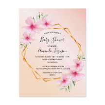 Rosa dourado pincel cor-de-rosa convite para chás 