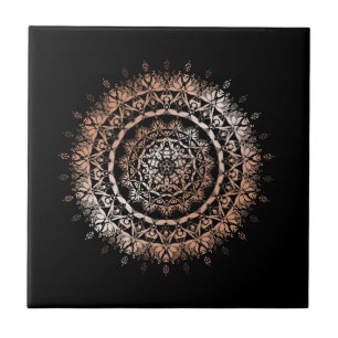 Rosa Dourado Preto Floral Mandala