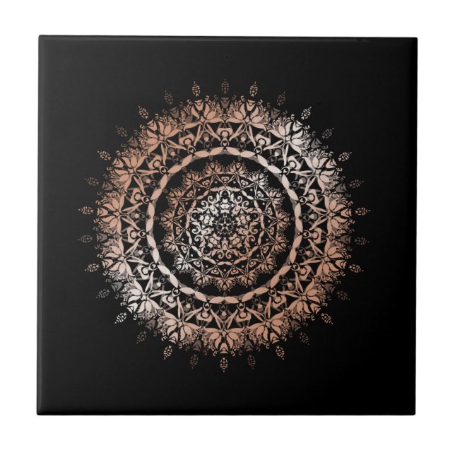 Rosa Dourado Preto Floral Mandala (Frente)