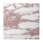 Rosa Dourado Rosa Rubor Brilho Faísca Mármore<br><div class="desc">azulejo personalizado</div>