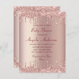 Rosa Dourado Seu Cartão De Convite Para Chás de fr