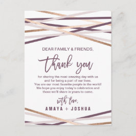 Rosa Dourado Streamers Obrigado Cartão de Recepção