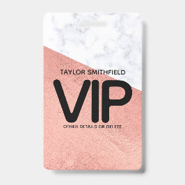 Rosa dourado trendê VIP lanyard crachá personaliza