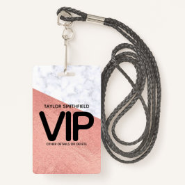 Rosa dourado trendê VIP lanyard crachá personaliza