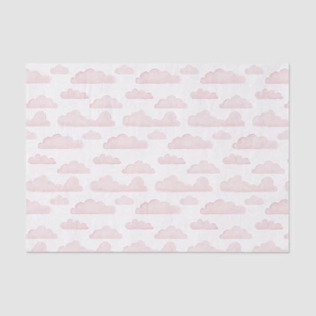 Rosa Dreamtime Watercolor Clouds Papel Tecido (Frente )