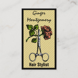 Rosa e Cartão de visita de Stylist do Cabelo da Te