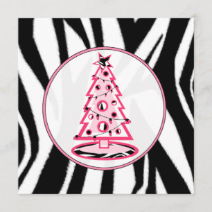 Rosa e convite da árvore de Natal do impressão d