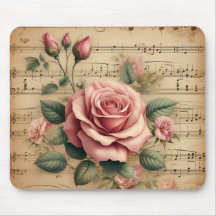 Rosa e Mouse Pad de Partitura