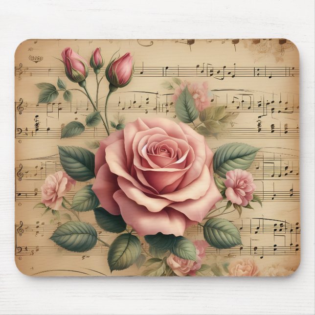 Rosa e Mouse Pad de Partitura (Frente)