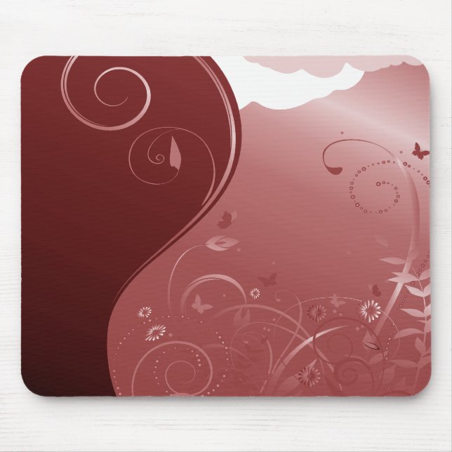 Rosa e Mousepad floral vermelho (Frente)