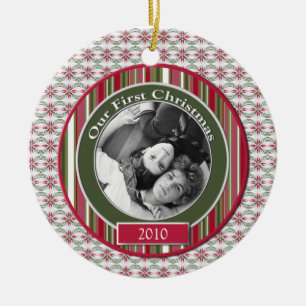 Rosa e Verde Nosso Primeiro Enfeites de natal