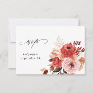 Rosa e Vermelho, Floral Cor-de-Rosa com RSVP de Re