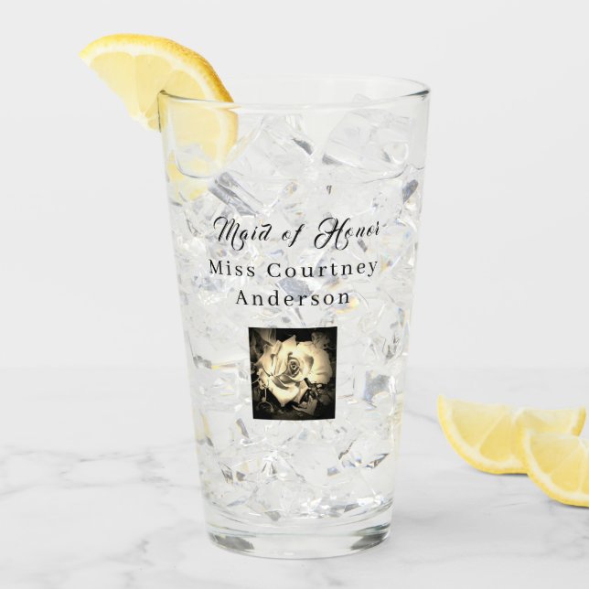 Rosa Elegante Copo de Vidro (Gelo frontal)