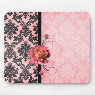 Rosa elegante luxuoso Mousepad do rosa do damasco