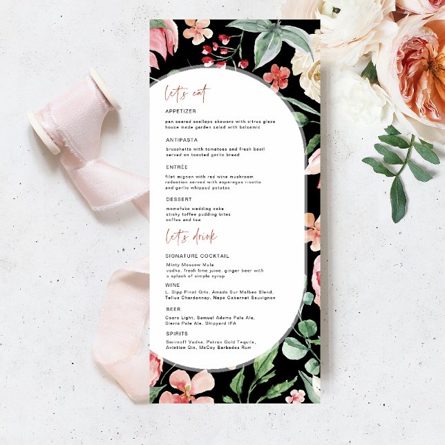 Rosa Escura | Menu de Casamento de Flores de Prima (Criador carregado)