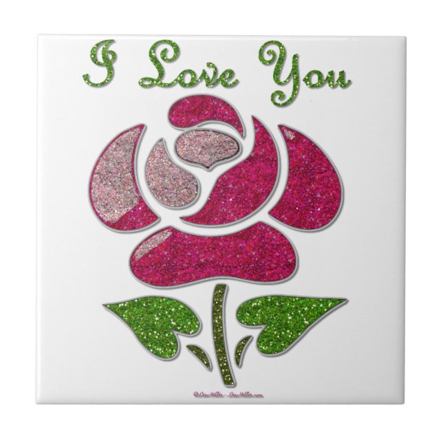 Rosa Estêncil Rosa Eu Te Amo (Frente)