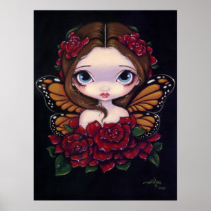 Rosa Fairy ART IMPRESSÃO grande fantasia de olhos