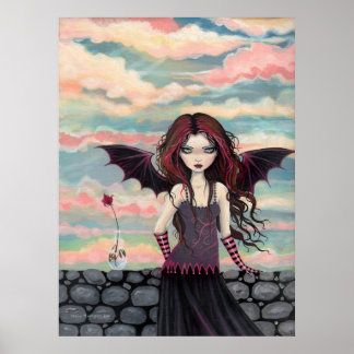 Rosa Fantasia Gótica Vampiro Fada Poster