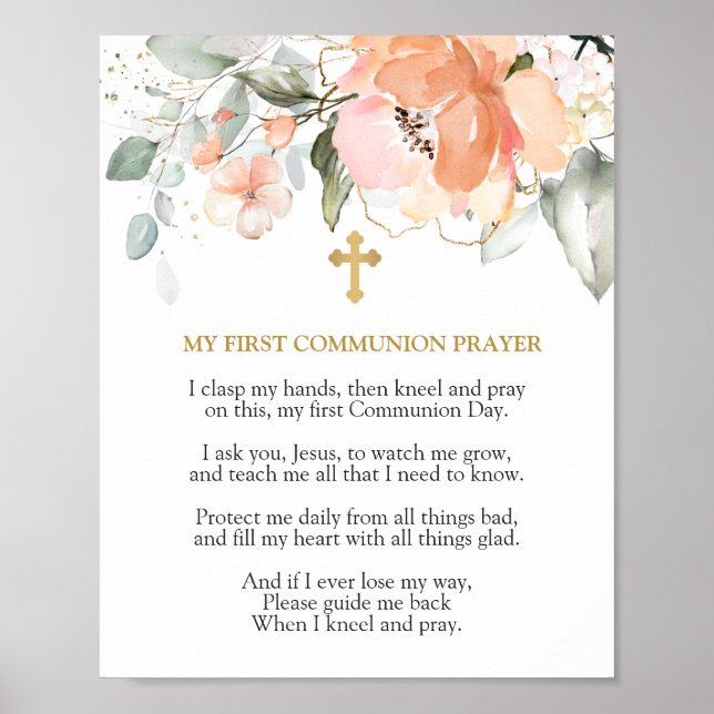 Rosa First Santa Comunhão Prayer Poster (Frente)