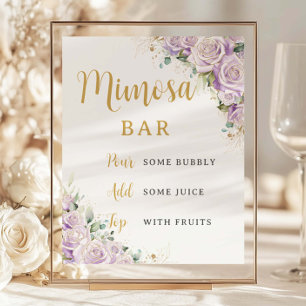 Rosa Flor Floral Roxo-Lilac Flor Mimosa Bar