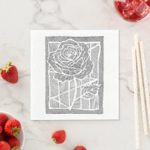 Rosa Floral Arte Geométrica em Guardanapo de Papel