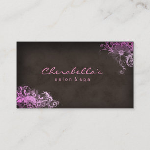 Rosa floral Brown do cartão de visita do salão d