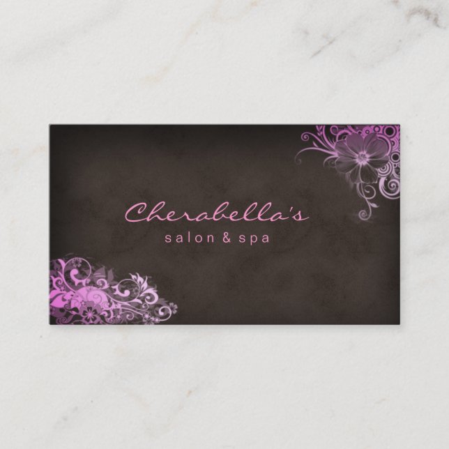 Rosa floral Brown do cartão de visita do salão de (Frente)
