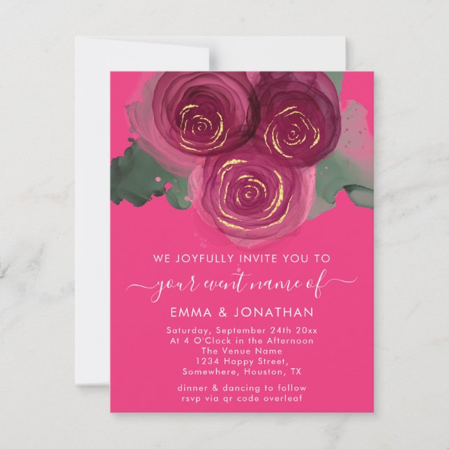 Rosa Floral Código QR Borgondy Marsala Candy (Frente)