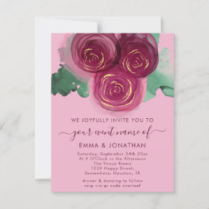 Rosa Floral Código QR Borgondy Marsala Rosa