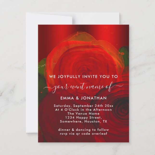 Rosa Floral Código QR Vermelho Vinho Elegante (Frente)