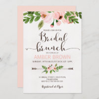 Rosa Floral de Aquarela Convite Bridal Brunch