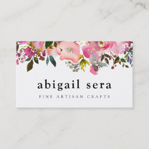 Rosa floral dos cartões de visitas da aguarela