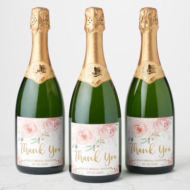 Rosa Floral Dourado Noivado Chuveiro de Bebê Anive (Garrafas)