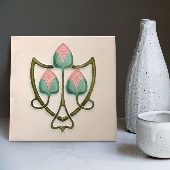 Rosa Floral Jugendstil Art Nouveau Repro Inglaterr (Criador carregado)