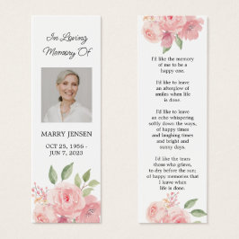 Rosa Floral Photo Funeral Memory Bookmark