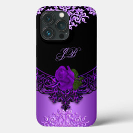 Rosa Floral Roxo Preto