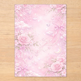 Rosa Floral Sonhador Pérolas Laços Brilho Pastel