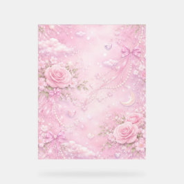 Rosa Floral Sonhador Pérolas Laços Brilho Pastel