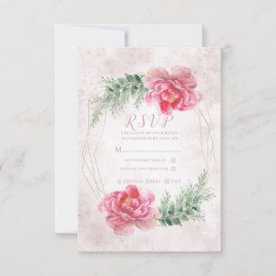 Rosa Floral Verde Água Cor de Casamento RSVP