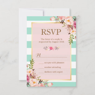 Rosa Floral Verde Menta Listras Brancas RSVP